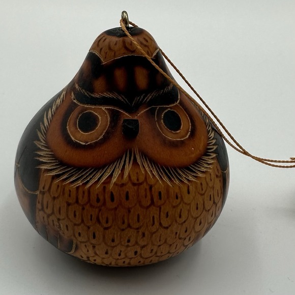 Peru Owl Gourd Ornament Hand Painted LUCMA - Picture 2 of 10